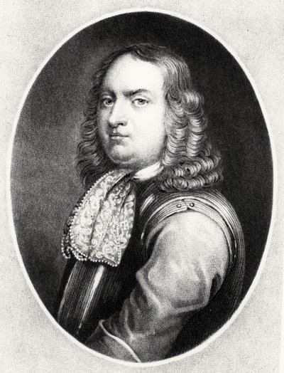 Portræt af admiral Robert Blake (1599-1657) indgraveret af Richard Earlom (1743-1822) og Charles Turner (ca. 1773-1857) fra Illustrious Characters in British History (mezzotint) af English School